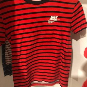 Red and Black Stripped nike shirt
